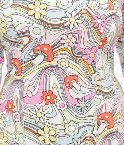Unique Vintage Everyday Dresses>Hell Bunny 1960s Pastel Rainbow Hazy Daze Floral Shift Dress