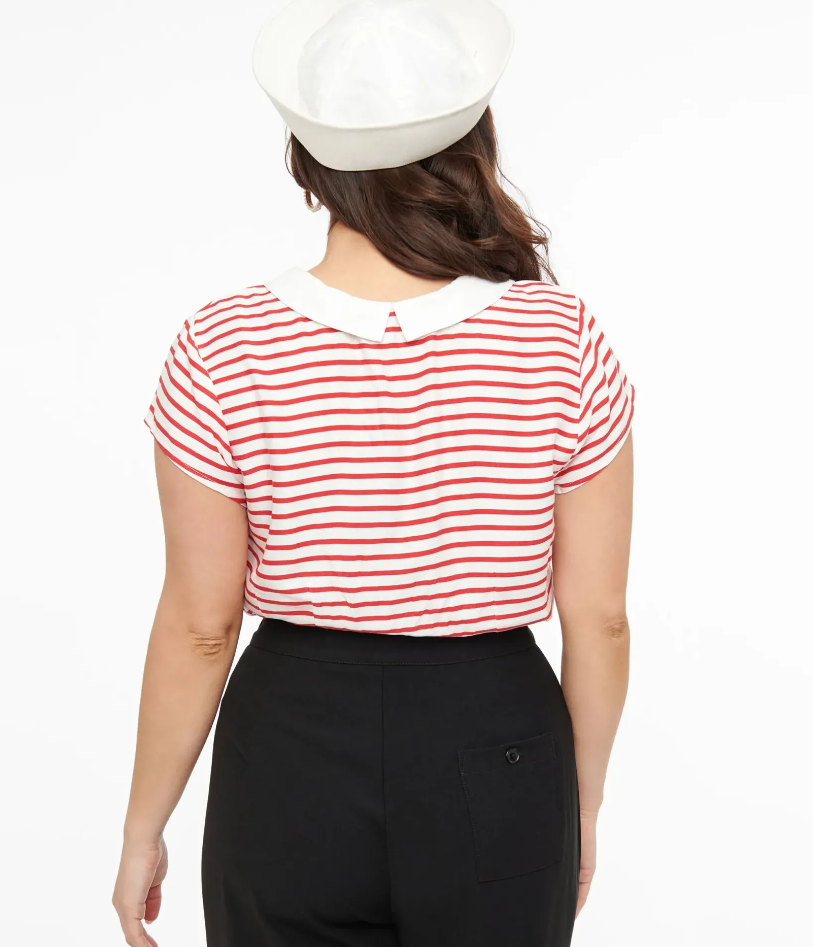 Unique Vintage Blouses|All Things Red>Hell Bunny 1940s Red & White Stripe Ahoy Blouse