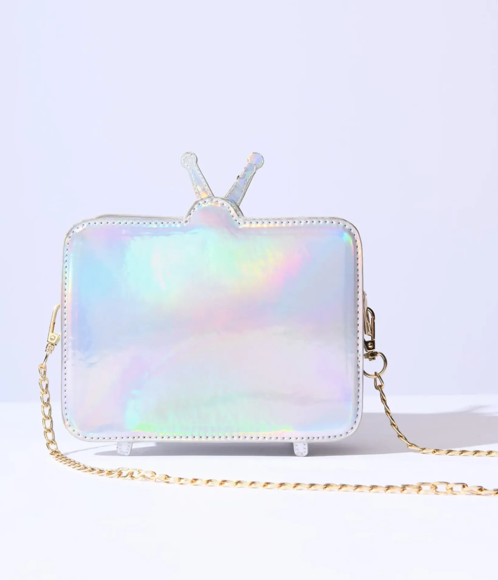 Unique Vintage Novelty Bags>Holographic Brain Washed TV Crossbody Bag