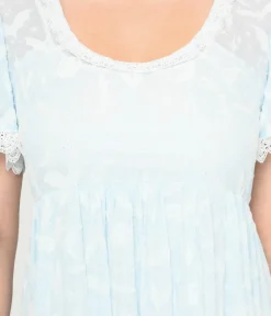 Unique Vintage Babydoll|Babydoll>Ice Blue Bat & Moon Flocked Babydoll Dress