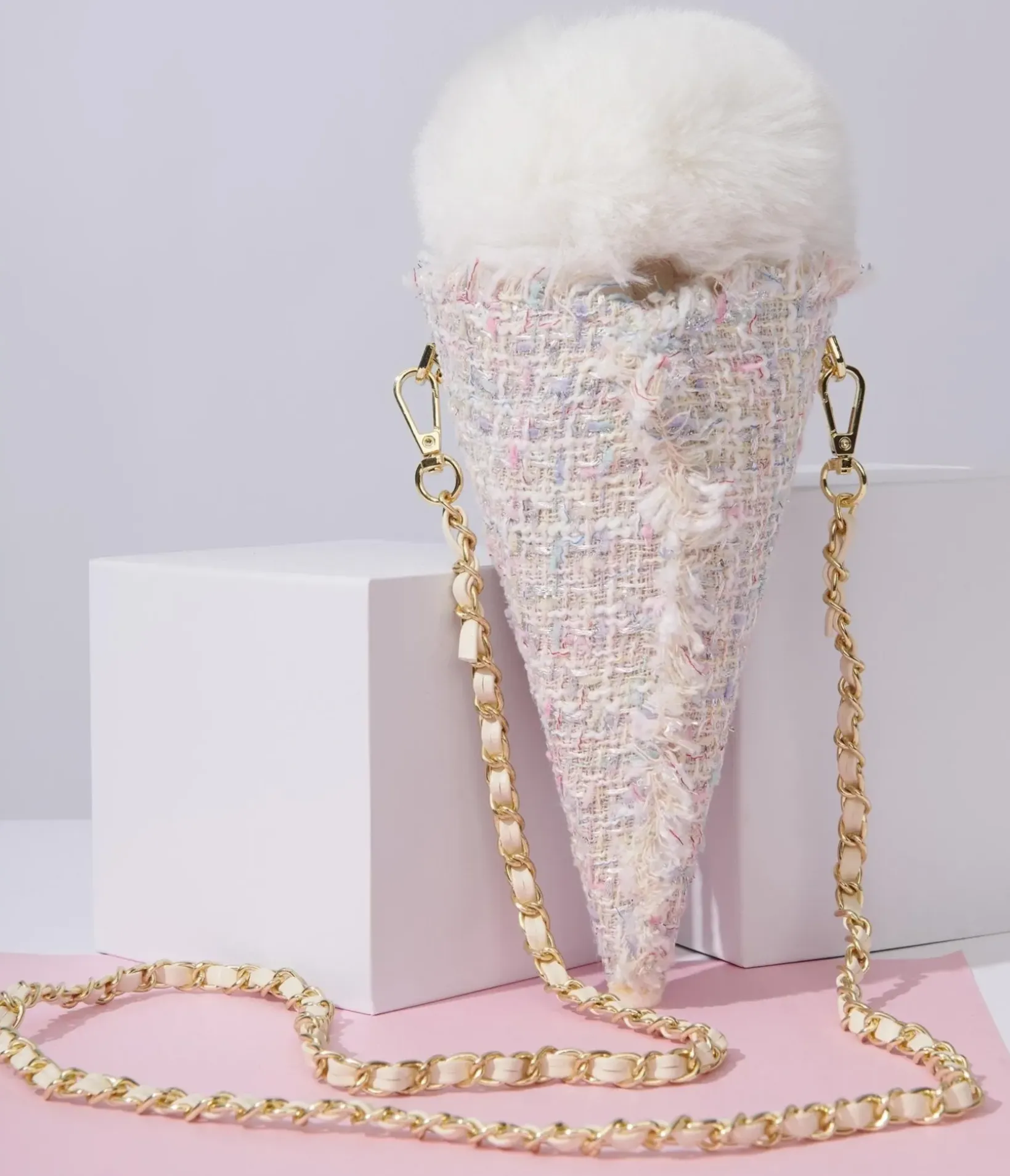 Unique Vintage Novelty Bags>Ice Cream Pastel Tweed Handbag