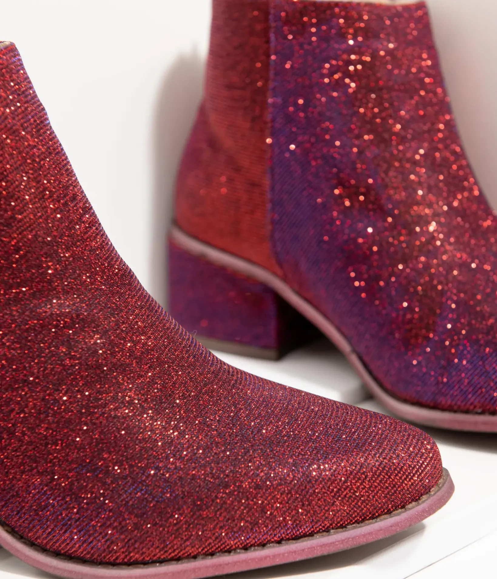 Unique Vintage Boots|Heels>Iridescent Wine Sparkle Booties