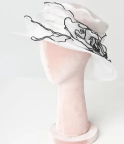Unique Vintage Special Occasion|Wedding Accessories>Ivory & Black Floral Hat