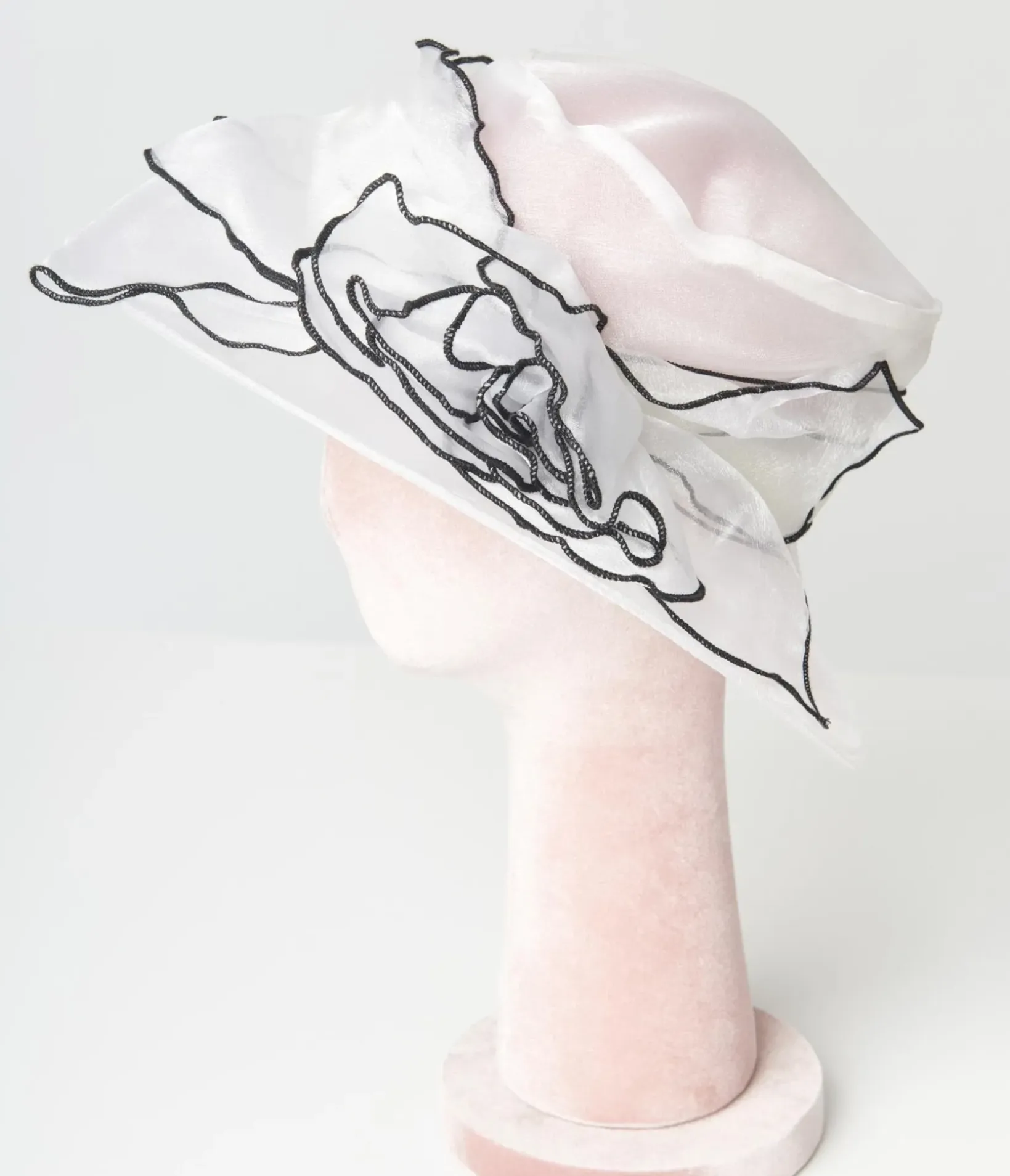 Unique Vintage Special Occasion|Wedding Accessories>Ivory & Black Floral Hat