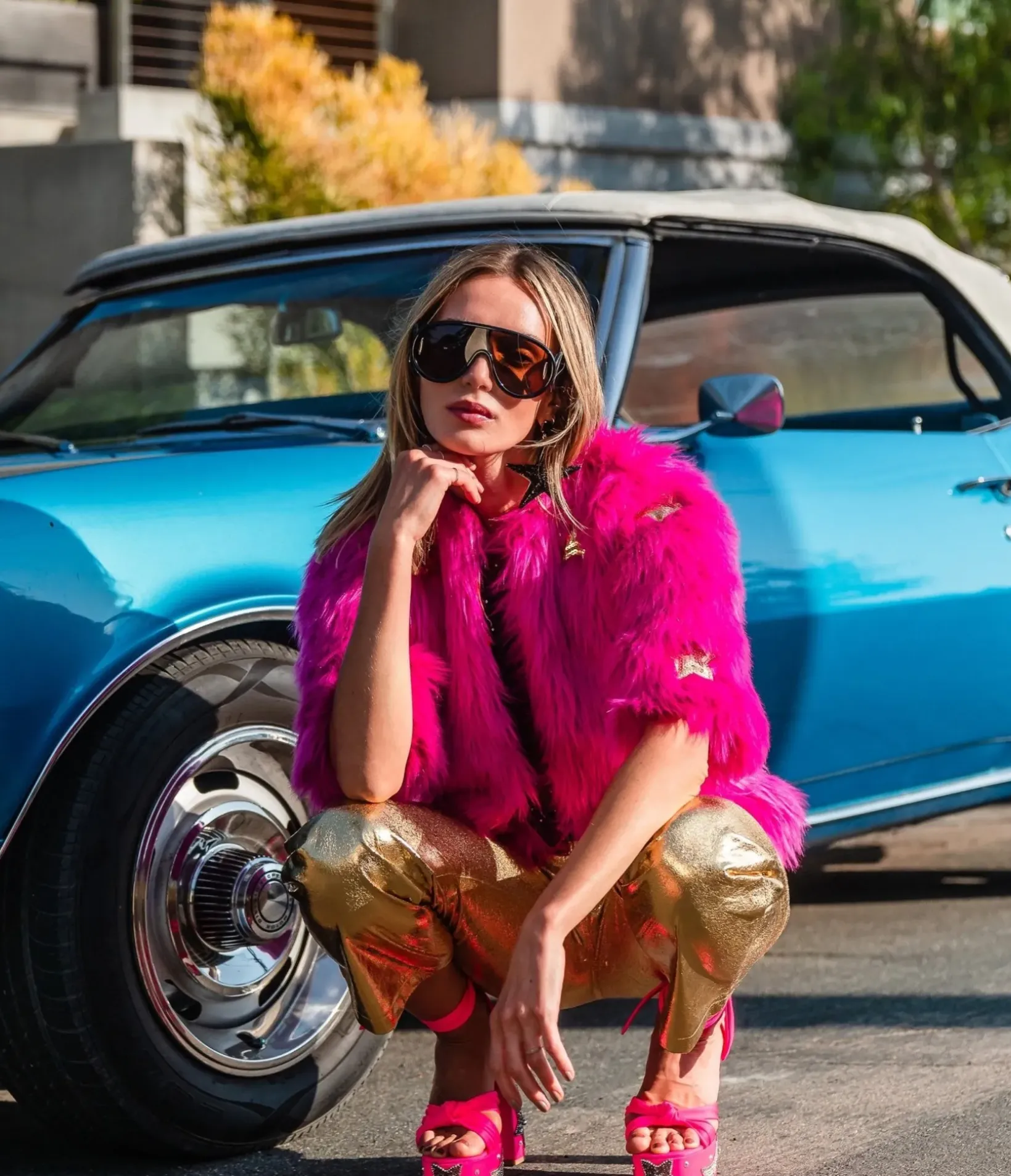 Unique Vintage Coats & Jackets|All Things Pink>Jennafer Grace Hot Pink Planet Queen Faux Fur Jacket