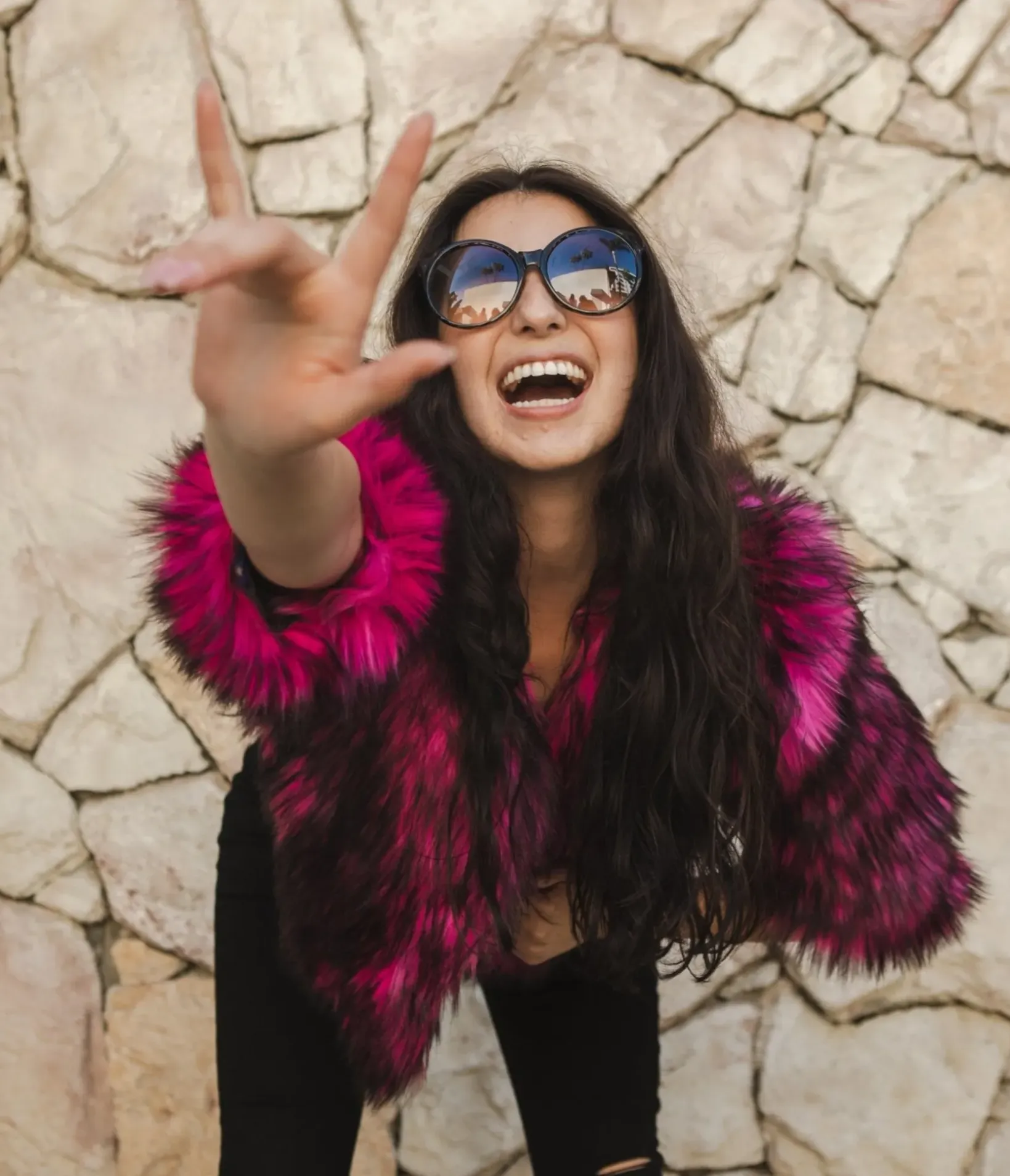 Unique Vintage Coats & Jackets|All Things Pink>Jennafer Grace Monster Pink Planet Queen Faux Fur Jacket