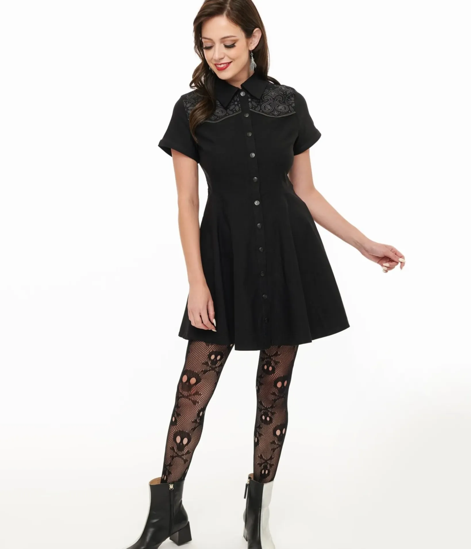Unique Vintage Pocket Dresses|Everyday Dresses>Killstar Black Nowhere's Ville Mini Dress