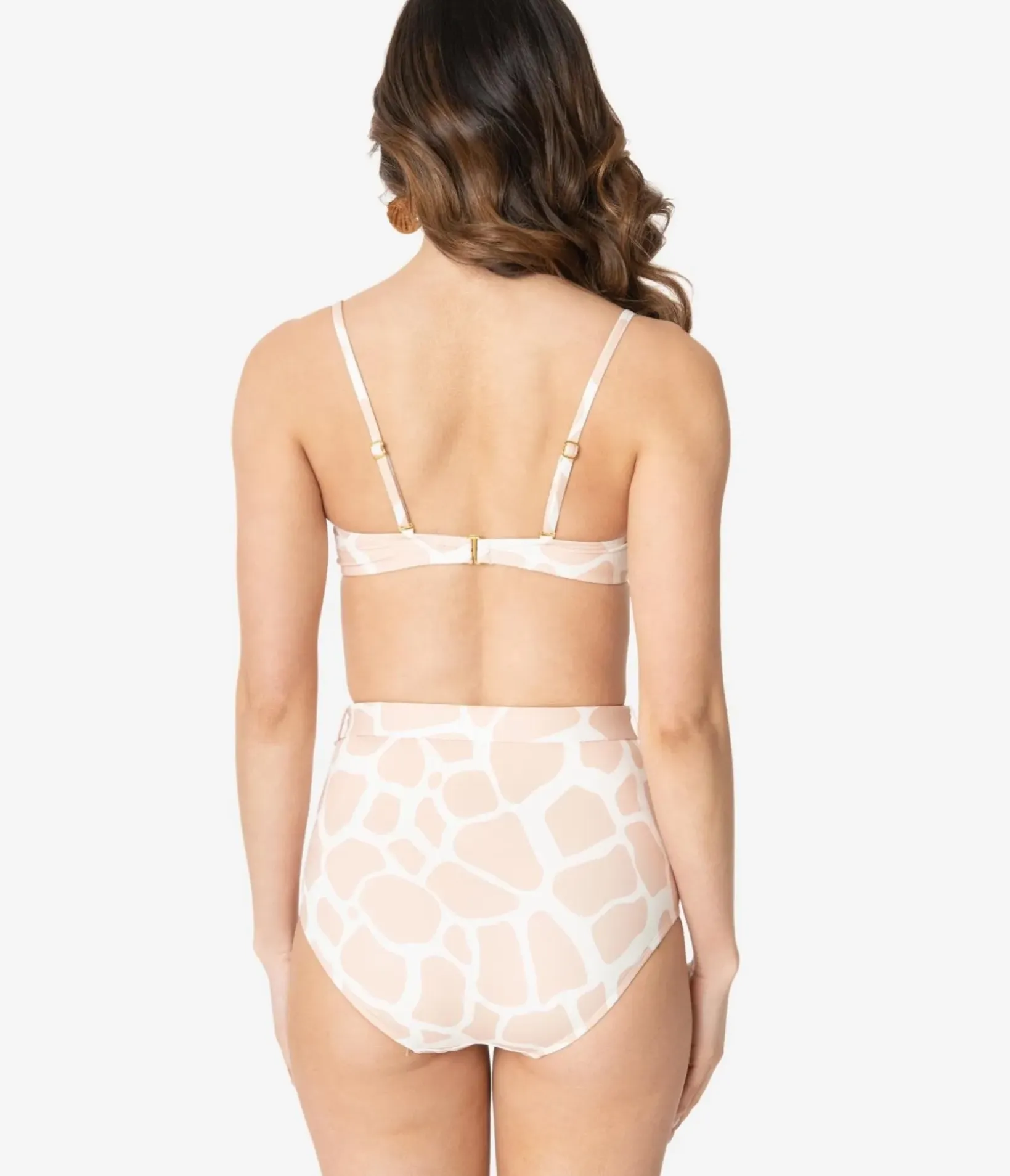 Unique Vintage Swim Bottoms|Two Piece Swim>Kingdom & State 1970s Beige & White Giraffe Print Swim Bottoms