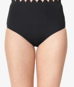 Unique Vintage Swim Bottoms|Two Piece Swim>Kingdom & State 1970s Black Scalloped Swim Bottoms