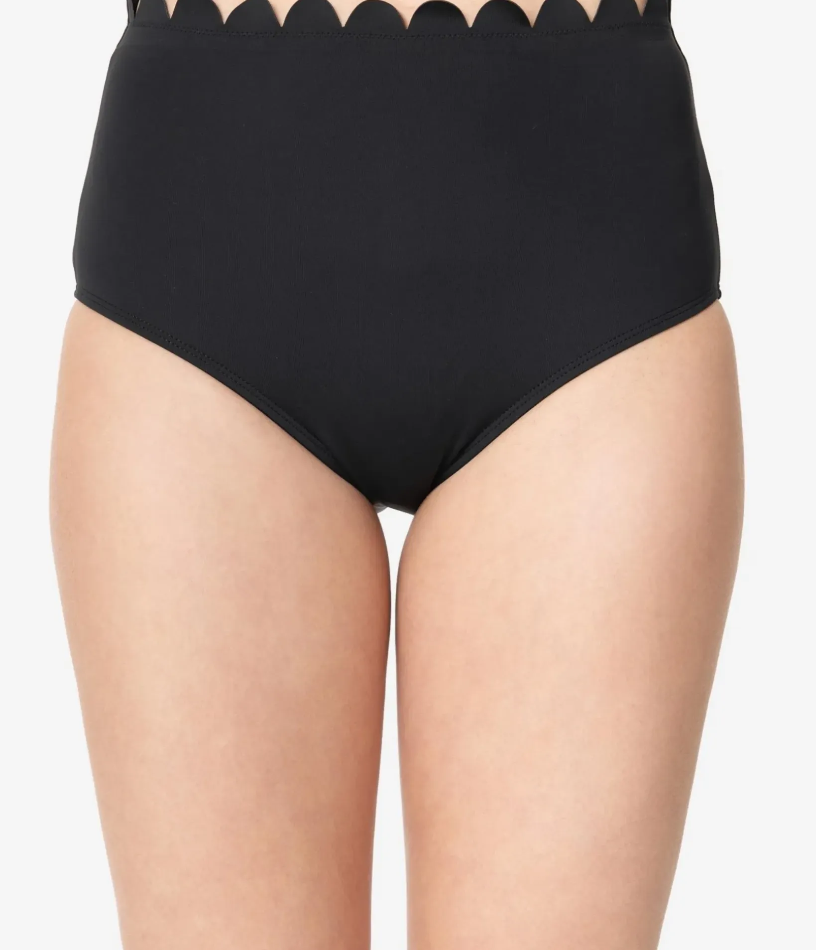 Unique Vintage Swim Bottoms|Two Piece Swim>Kingdom & State 1970s Black Scalloped Swim Bottoms