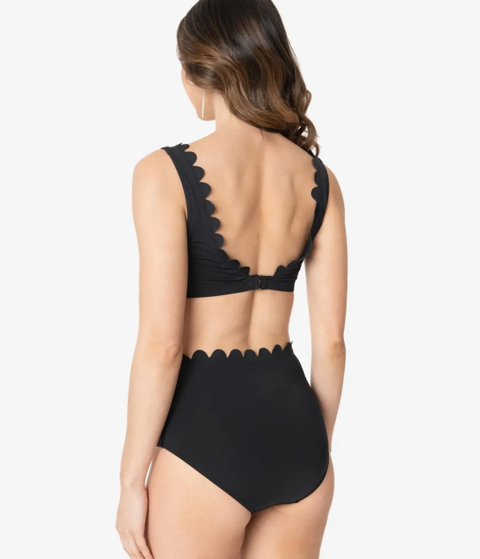 Unique Vintage Swim Bottoms|Two Piece Swim>Kingdom & State 1970s Black Scalloped Swim Bottoms