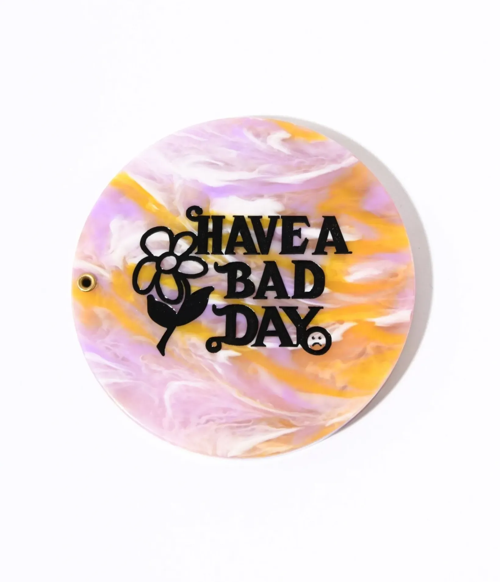 Unique Vintage Beauty|Gift Under $20>Lavender & Orange Marble Have A Bad Day Compact Pocket Mirror