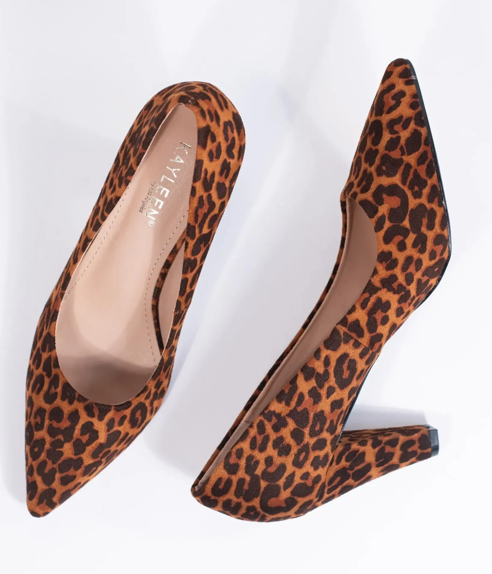 Unique Vintage Heels>Leopard Print Suede Pointed Toe Heels
