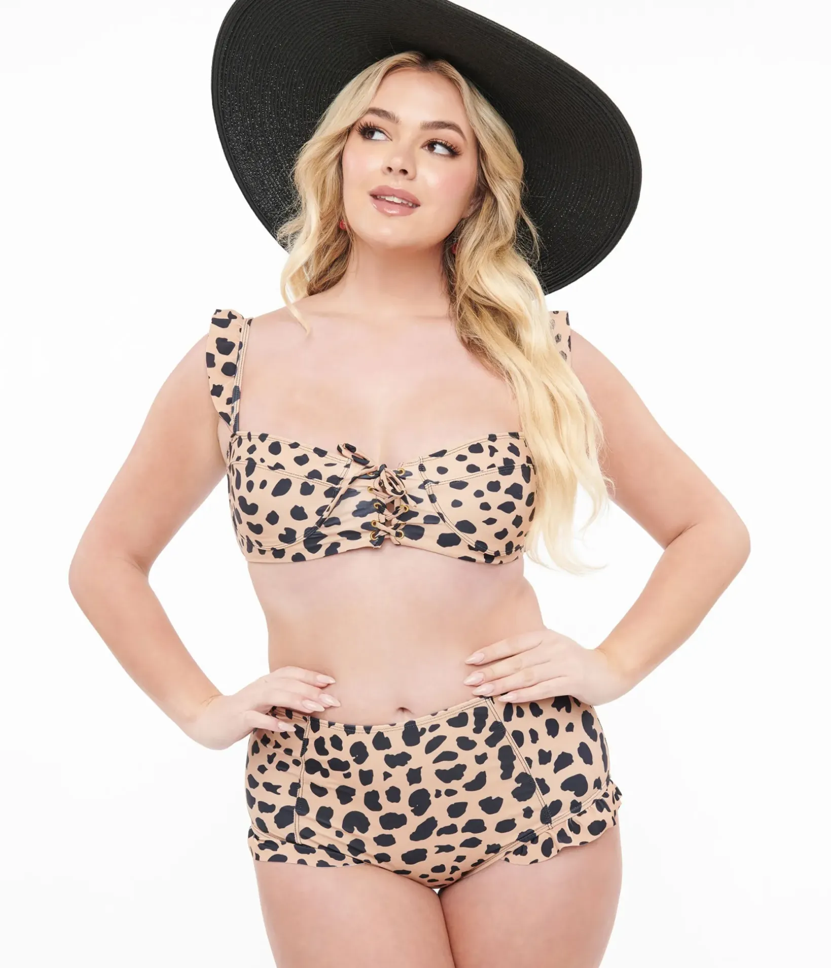 Unique Vintage Two Piece Swim>Leopard Print Two Piece Swim Set