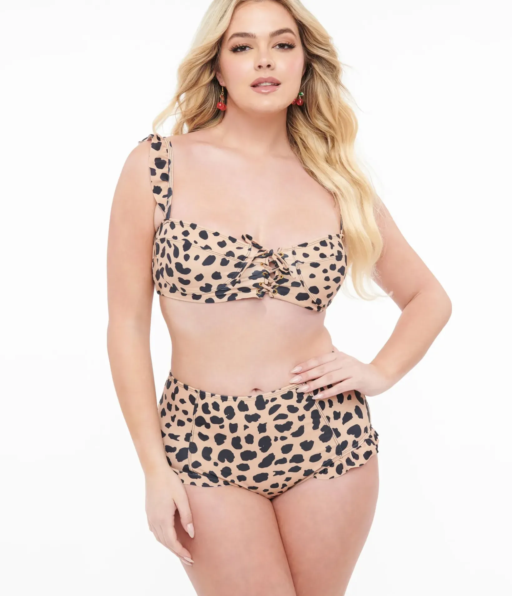 Unique Vintage Two Piece Swim>Leopard Print Two Piece Swim Set