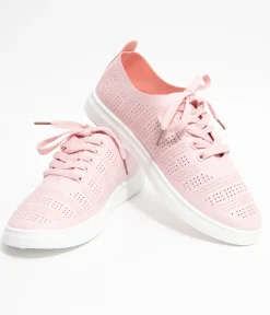 Unique Vintage Flats|All Things Pink>Light Pink Perforated Sneakers