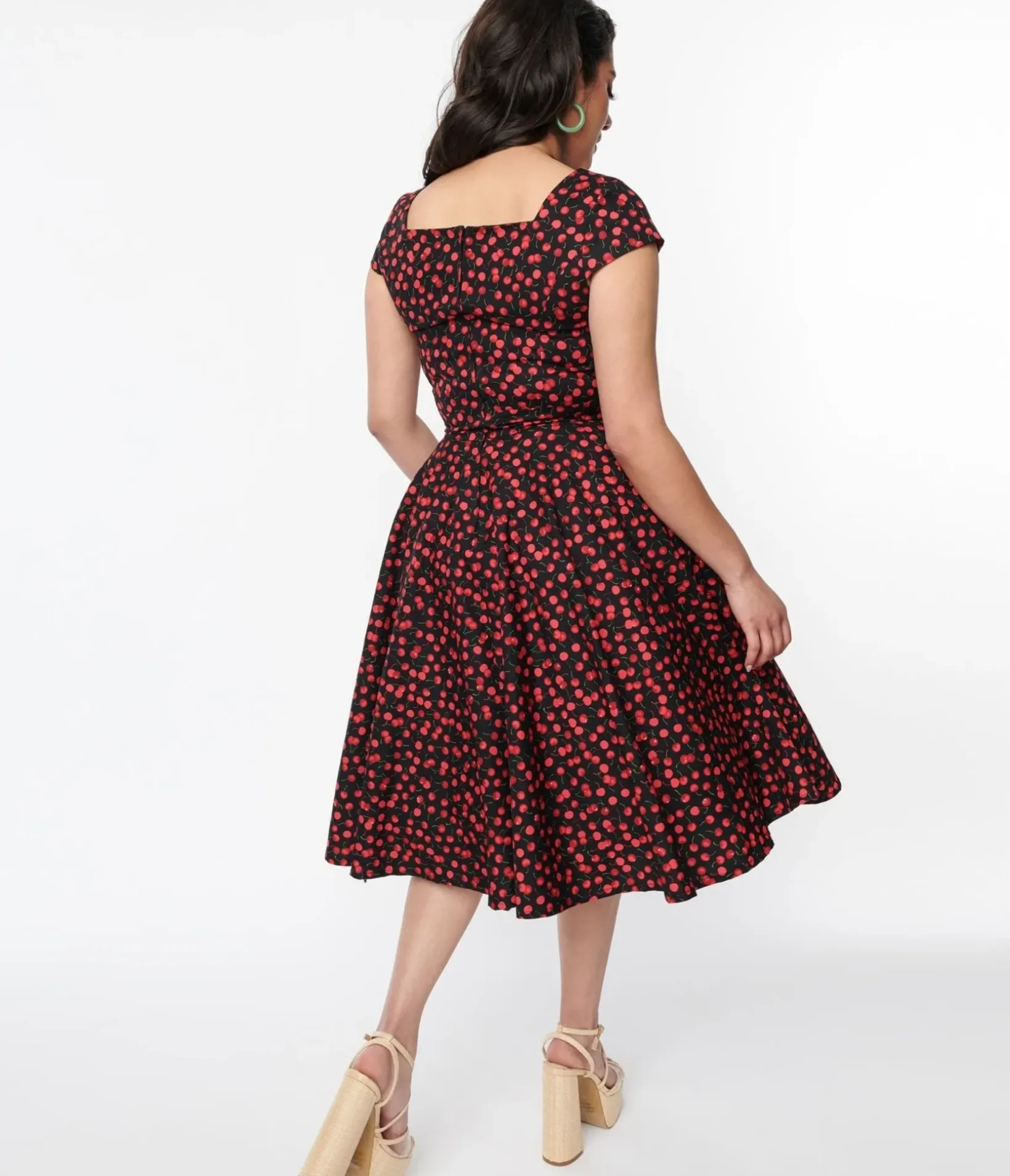 Unique Vintage Swing|Swing>Magnolia Place Black & Cherry Anna Swing Dress