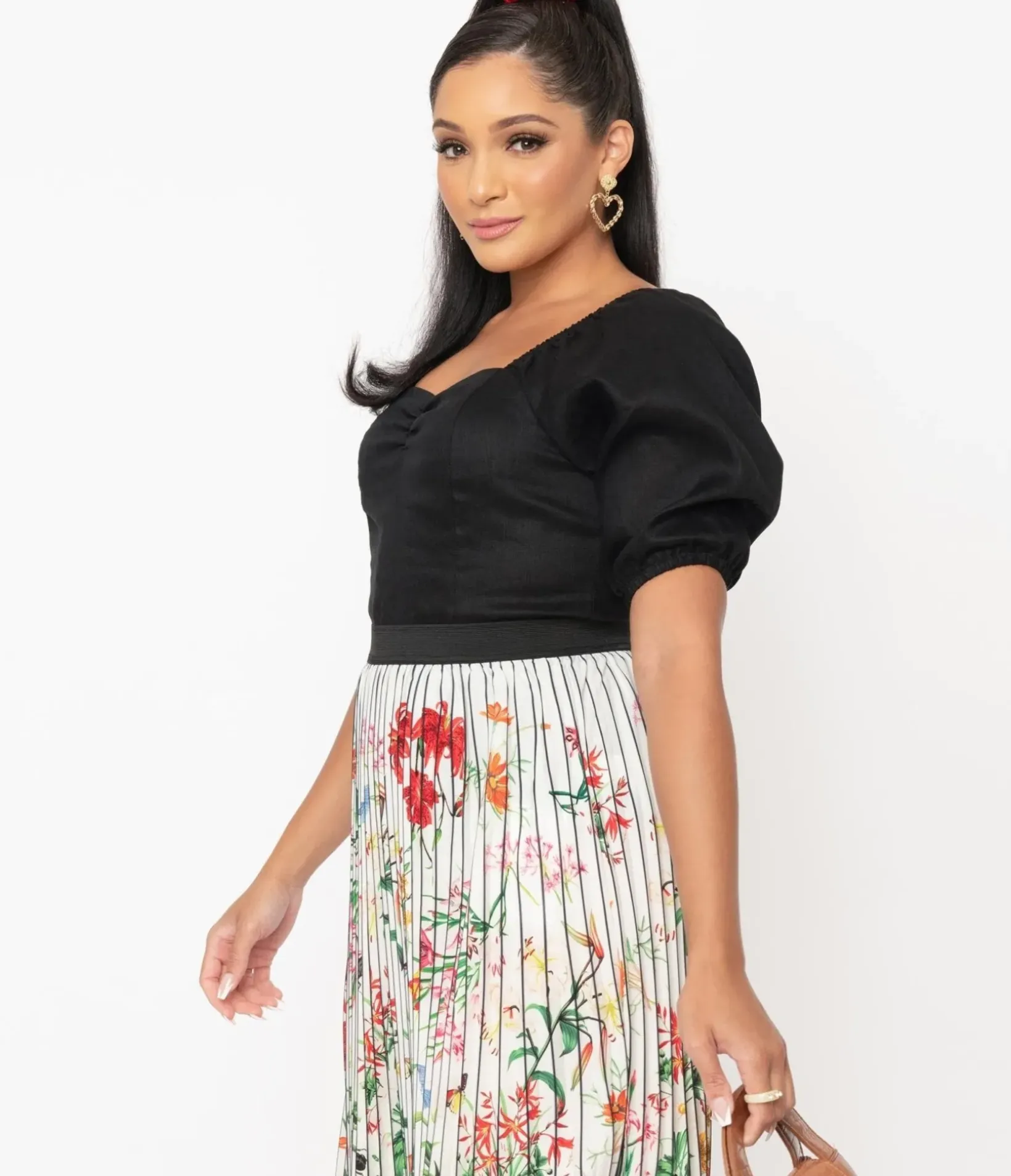 Unique Vintage Blouses>Magnolia Place Black Ruched Top
