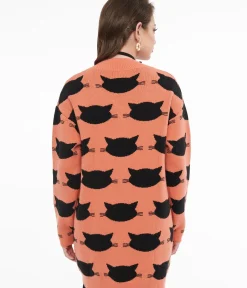 Unique Vintage Sweaters & Cardigans|Halloween>Magnolia Place Orange & Black Cat Cardigan