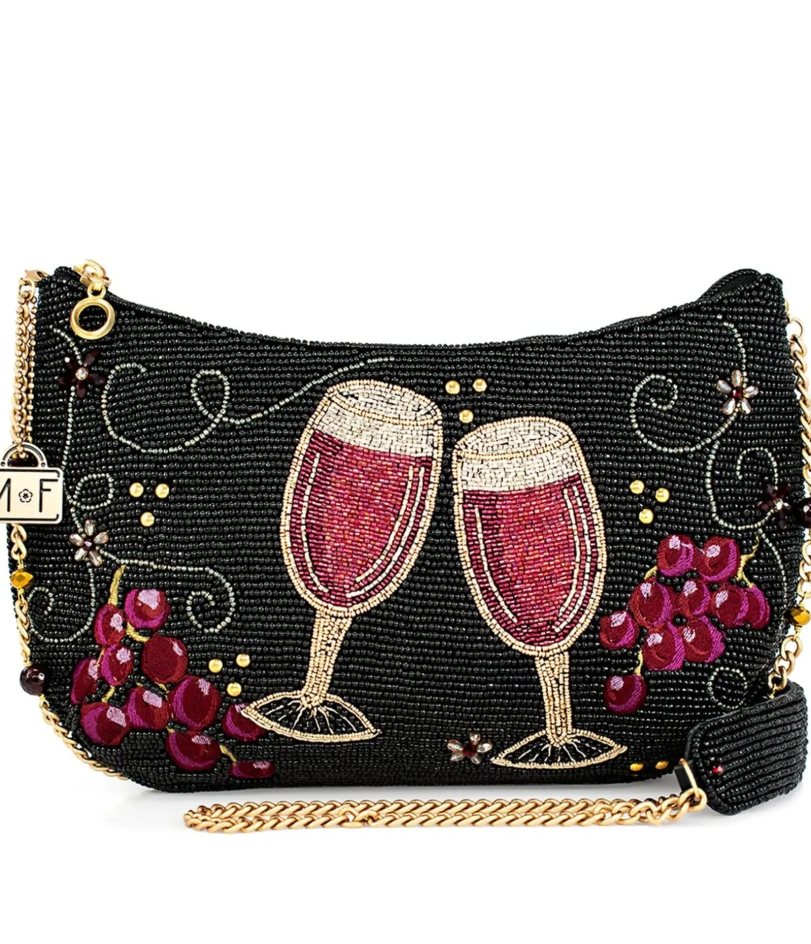 Unique Vintage Novelty Bags>Mary Frances Bordeaux Beaded Handbag