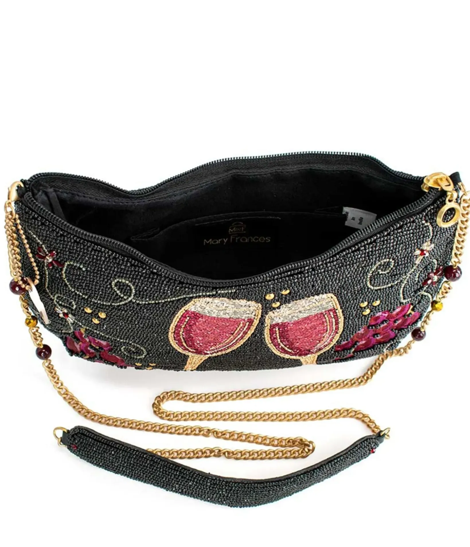 Unique Vintage Novelty Bags>Mary Frances Bordeaux Beaded Handbag