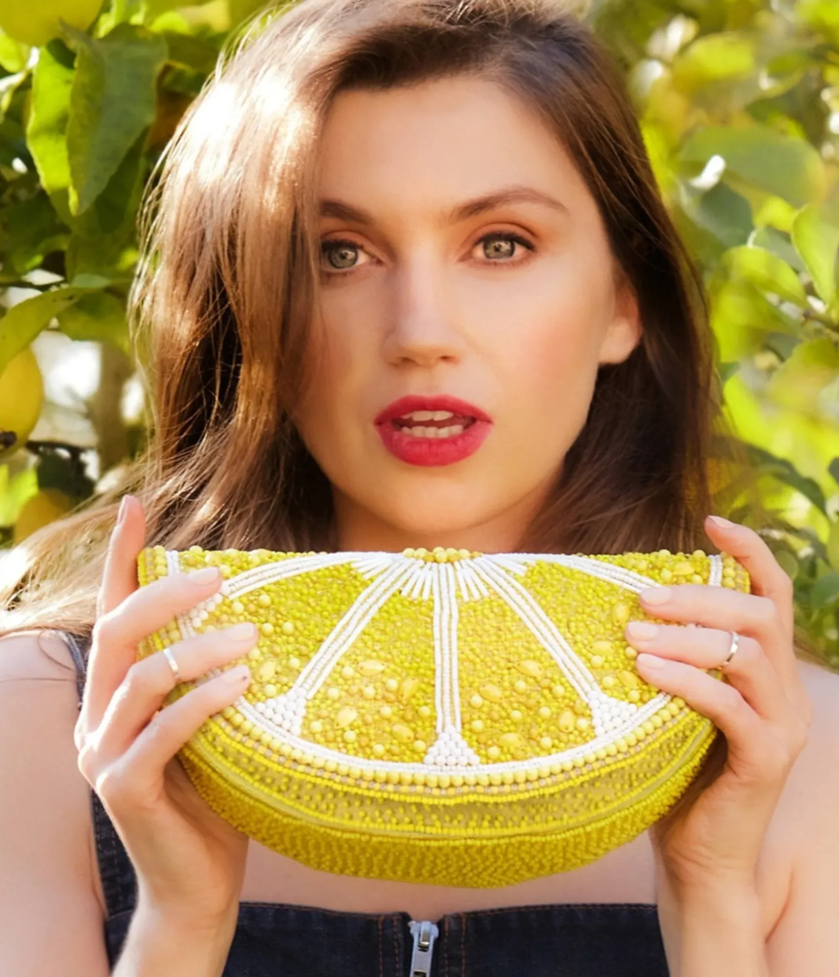 Unique Vintage Novelty Bags>Mary Frances Tart Lemon Crossbody Bag