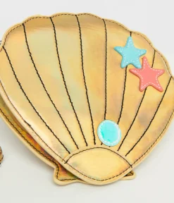 Unique Vintage Summer Vacation|Novelty Bags>Metallic Gold Sea Shell Crossbody Bag