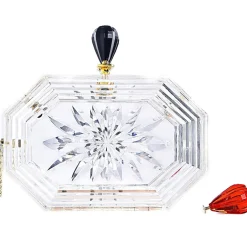 Unique Vintage Novelty Bags>Milanblocks Clear Acrylic Perfume Bottle Box Clutch Handbag