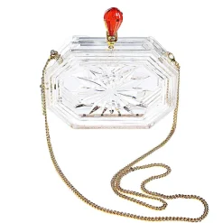 Unique Vintage Novelty Bags>Milanblocks Clear Acrylic Perfume Bottle Box Clutch Handbag