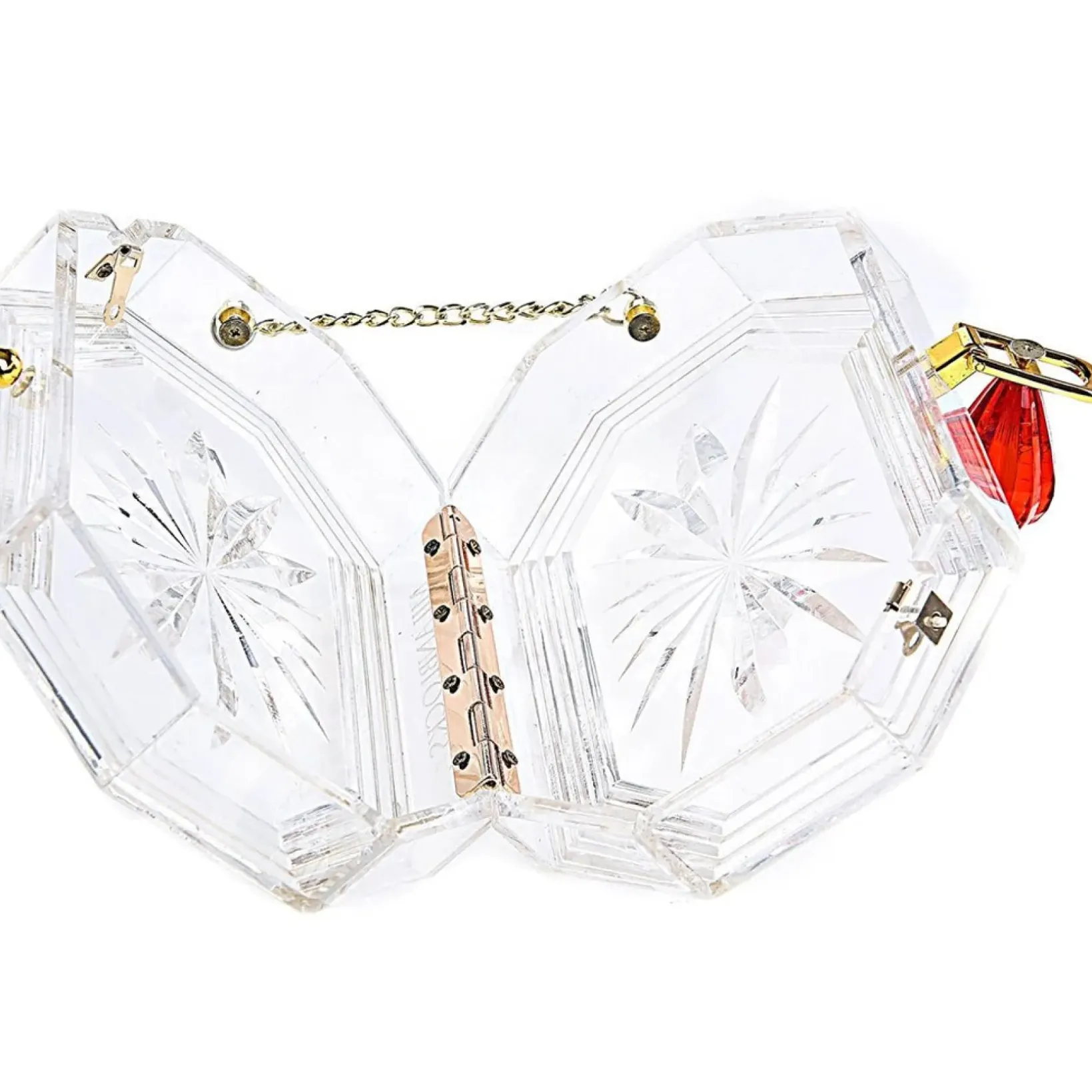 Unique Vintage Novelty Bags>Milanblocks Clear Acrylic Perfume Bottle Box Clutch Handbag