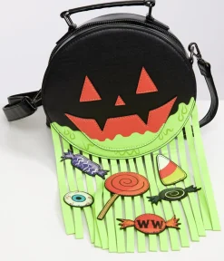 Unique Vintage Novelty Bags>Mini Pumpkin Neon Green Barf Bag