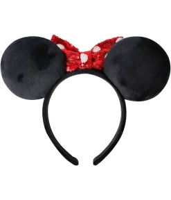 Unique Vintage All Things Red|Headbands>Minnie Mouse Black & Red Sequin Plush Headband