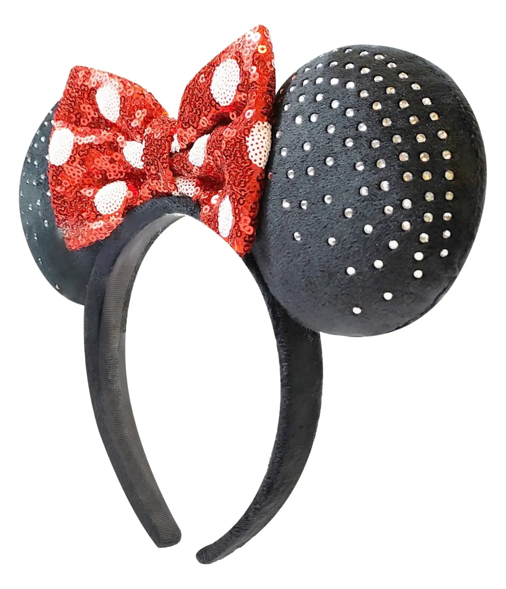 Unique Vintage All Things Red|Headbands>Minnie Mouse Black & Red Sequin Plush Headband