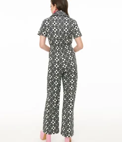Unique Vintage Rompers & Jumpsuits>Miracle Eye Black & White Floral Jumpsuit