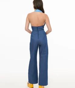 Unique Vintage Rompers & Jumpsuits>Miracle Eye Blue Denim Cecilia Jumpsuit