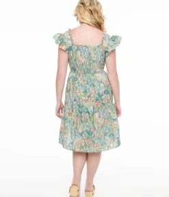 Unique Vintage Fit & Flare|Everyday Dresses>Multicolor Floral Painting Cotton Flare Dress
