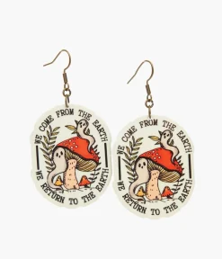 Unique Vintage Halloween|Earrings>Mushrooms & Ghosties Cottagecore Earrings