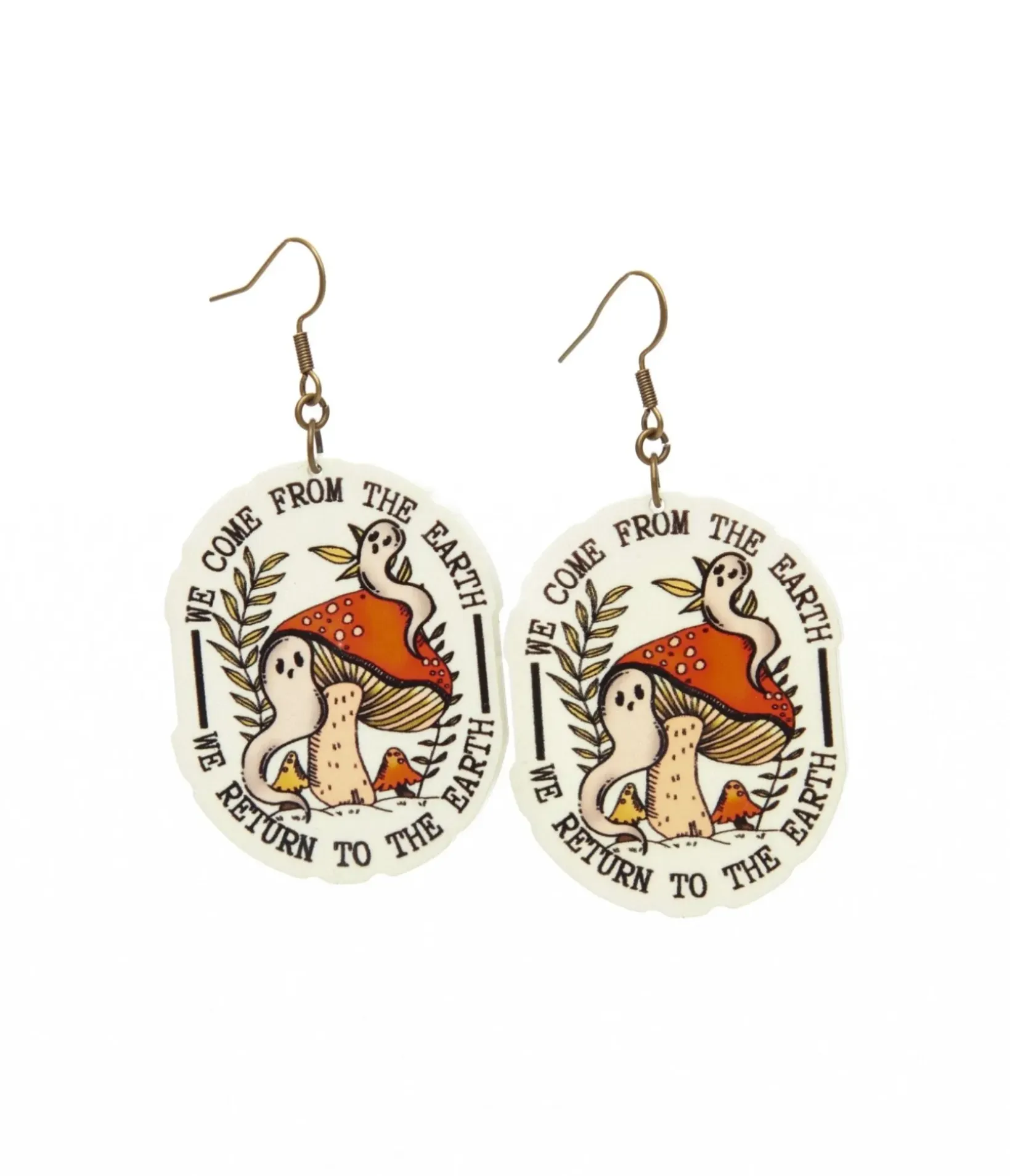 Unique Vintage Halloween|Earrings>Mushrooms & Ghosties Cottagecore Earrings