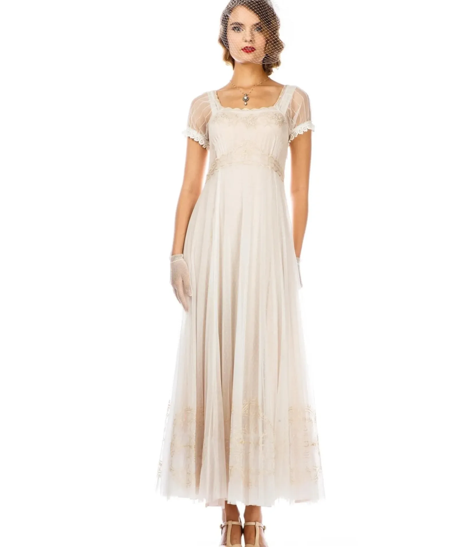 Unique Vintage Special Occasion|Wedding Dresses>Nataya Ivory Vintage Style Regency Wedding Dress