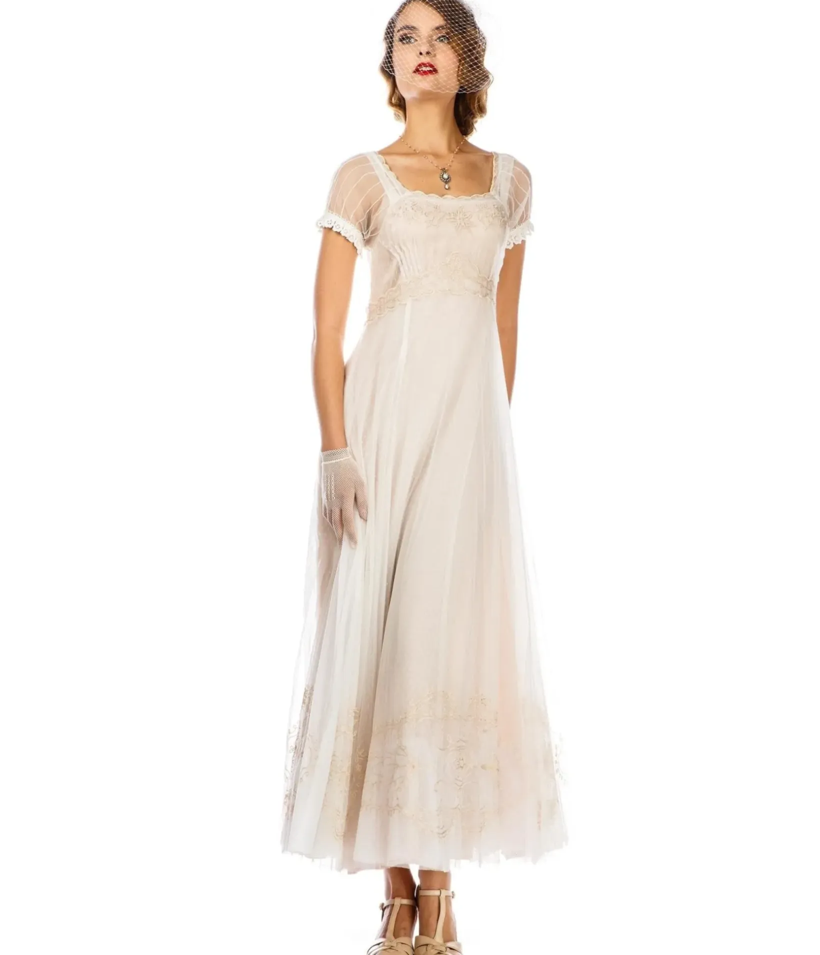 Unique Vintage Special Occasion|Wedding Dresses>Nataya Ivory Vintage Style Regency Wedding Dress