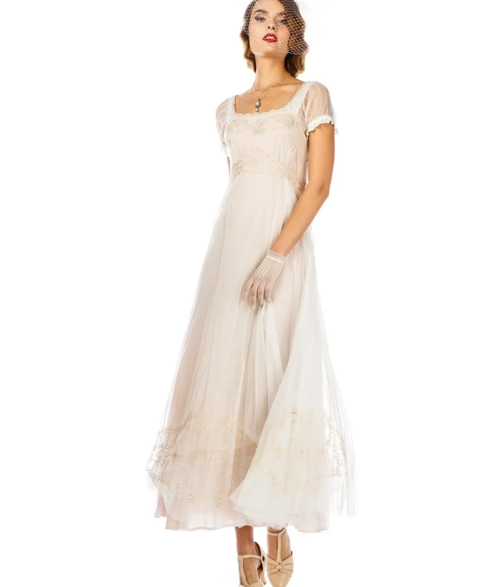 Unique Vintage Special Occasion|Wedding Dresses>Nataya Ivory Vintage Style Regency Wedding Dress
