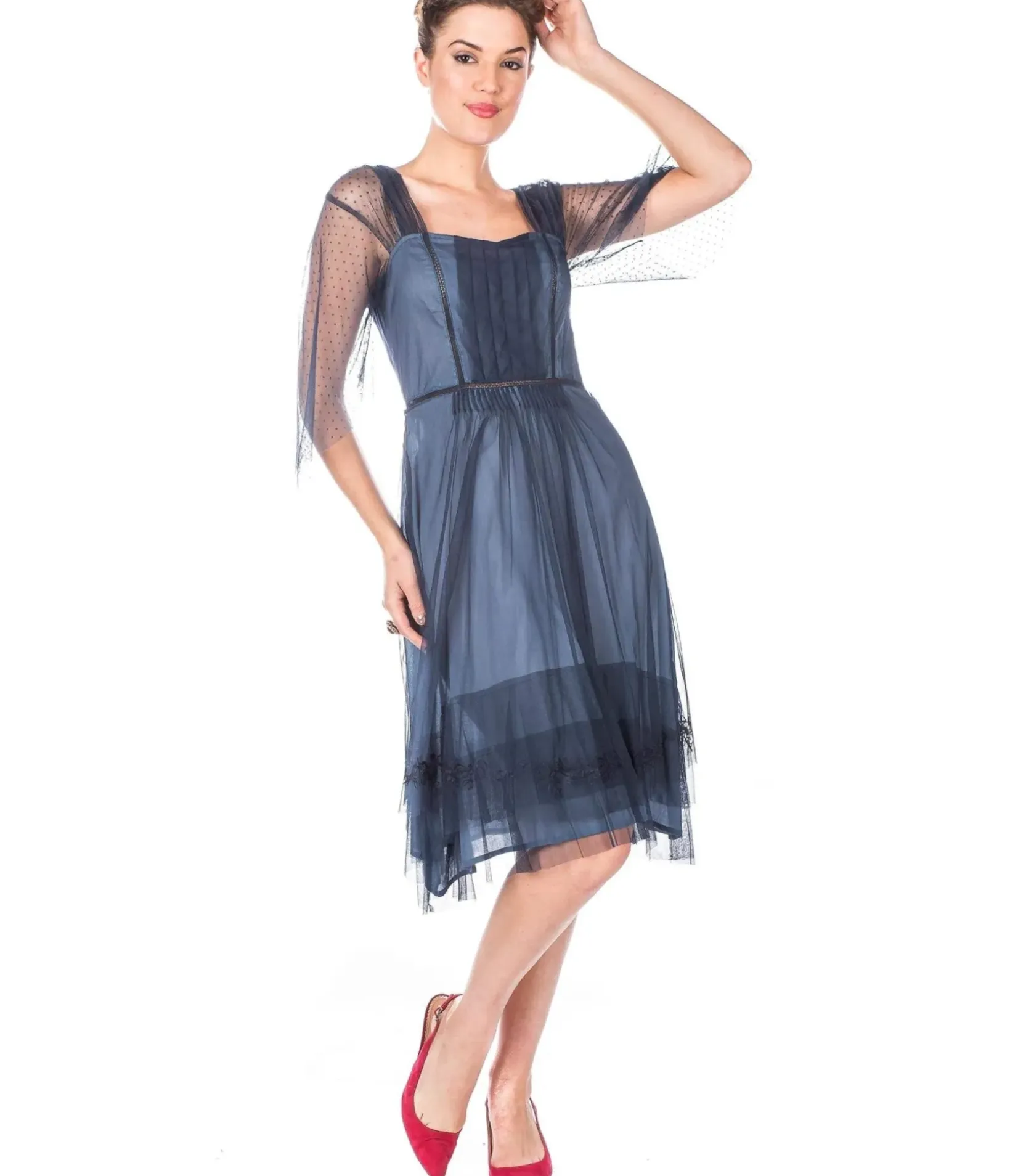 Unique Vintage Special Occasion|Mother Of The Bride & Groom Dresses>Nataya 1920s Indigo Vintage Style Flapper Dress