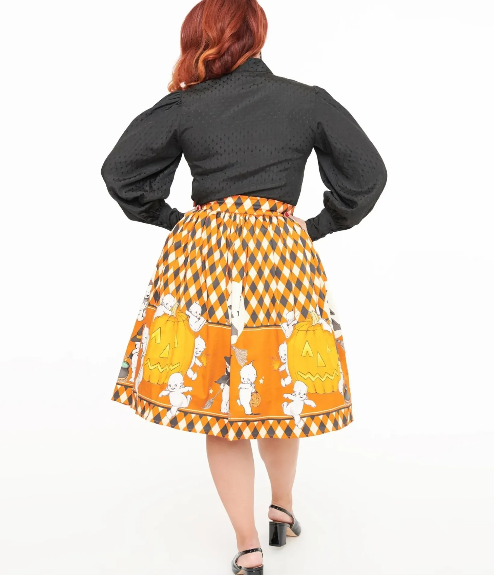 Unique Vintage Skirts|Skirts>Oblong Box Shop Kewpie Vintage Witch Swing Skirt