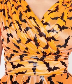 Unique Vintage Swing|Swing>Orange & Black Bat Midori Swing Dress