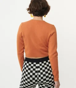 Unique Vintage Sweaters & Cardigans>Orange Heart Stripe Cardigan