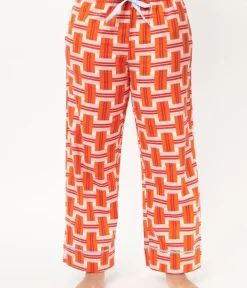 Unique Vintage All Things Red>Orange & Red Basket Plaid Pajama Bottoms
