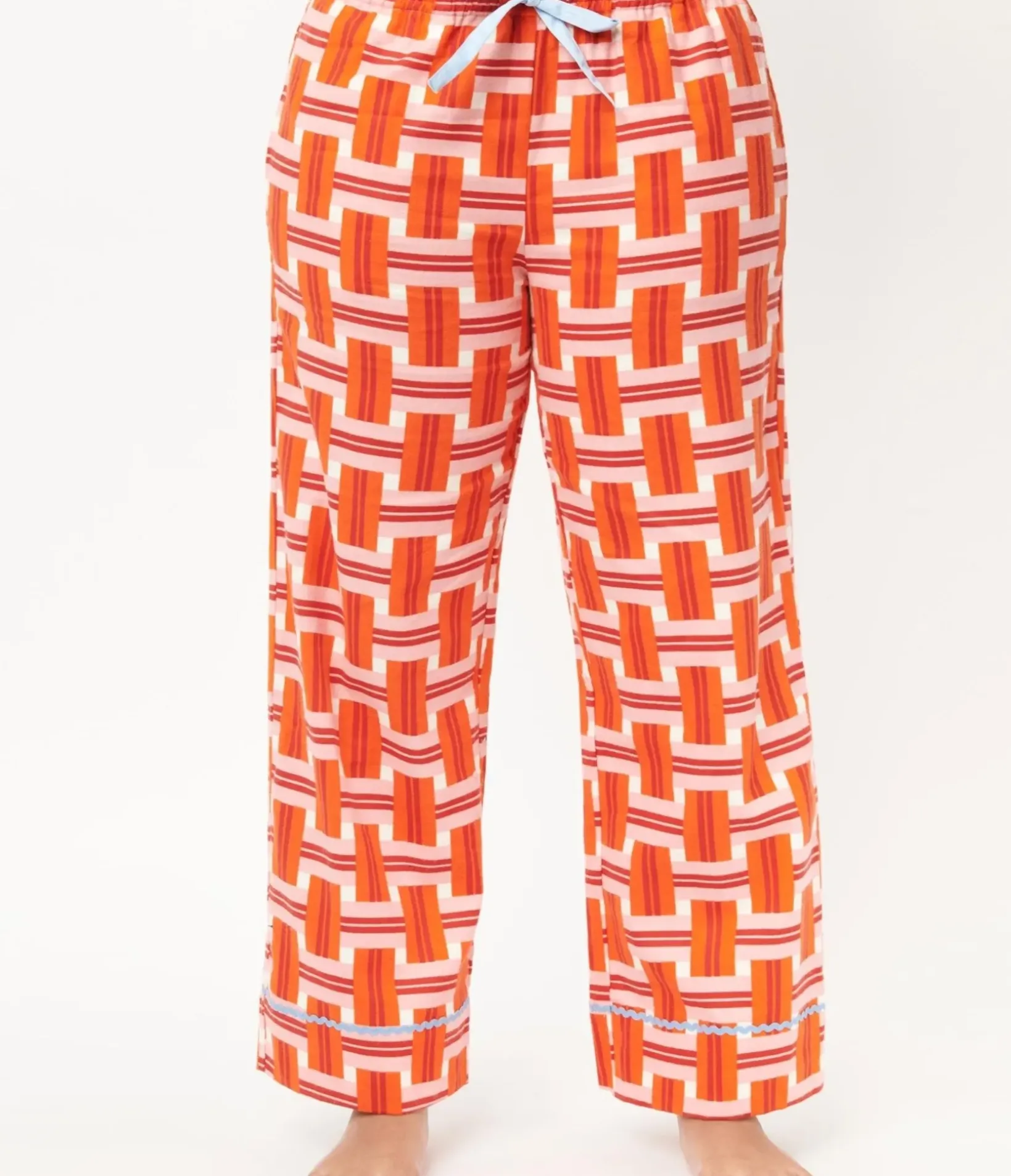 Unique Vintage All Things Red>Orange & Red Basket Plaid Pajama Bottoms