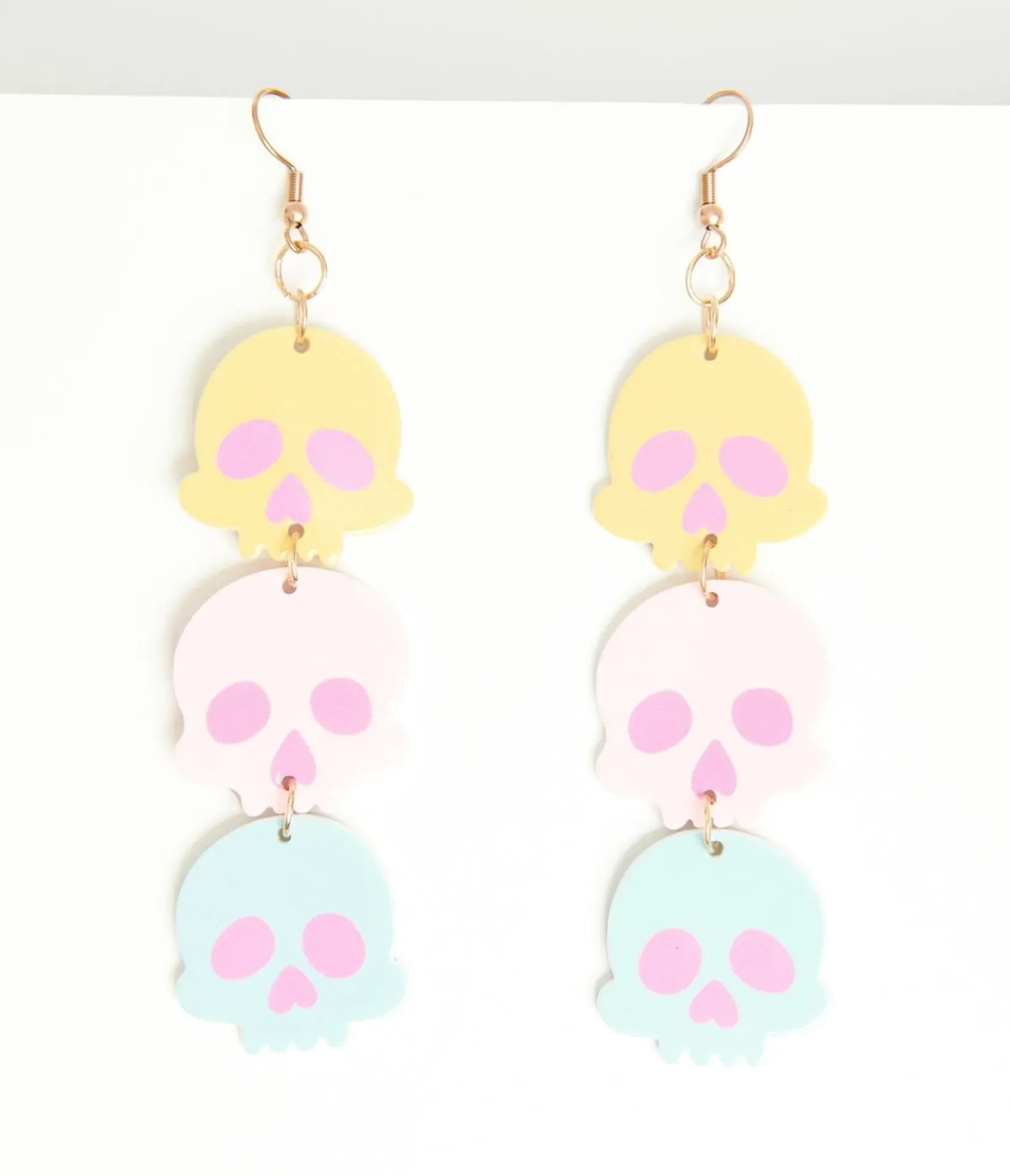 Unique Vintage Halloween|Earrings>Pastel Candy Coated Skull Earrings