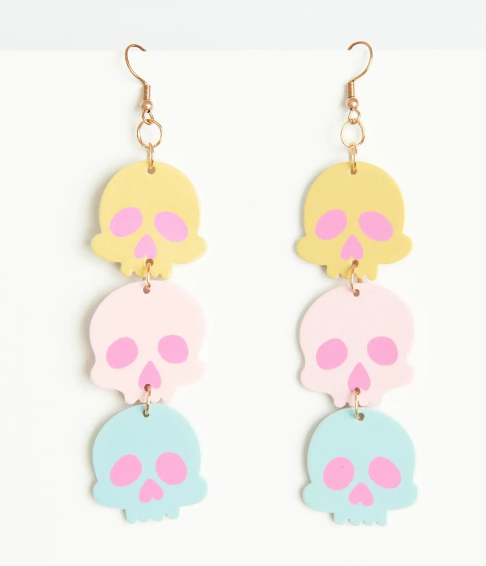 Unique Vintage Halloween|Earrings>Pastel Candy Coated Skull Earrings