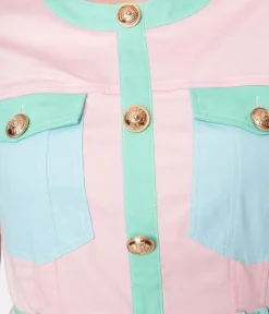 Unique Vintage Pocket Dresses|Everyday Dresses>Pastel Color Block Shift Dress